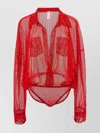 Norma Kamali Oversized Mesh Shirt Bodsuit
