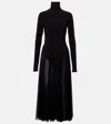 Norma Kamali Sheer Jersey And Mesh Midi Dress In Black