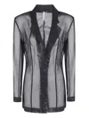 Norma Kamali Transparent Single-breasted Blazer With Peak Lapels In Black