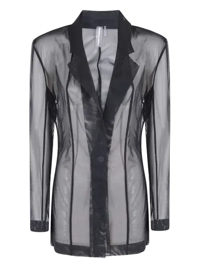 Norma Kamali Black Classic Single-breasted Blazer In Grey
