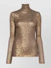 Norma Kamali Shimmering Sequin Turtleneck Top