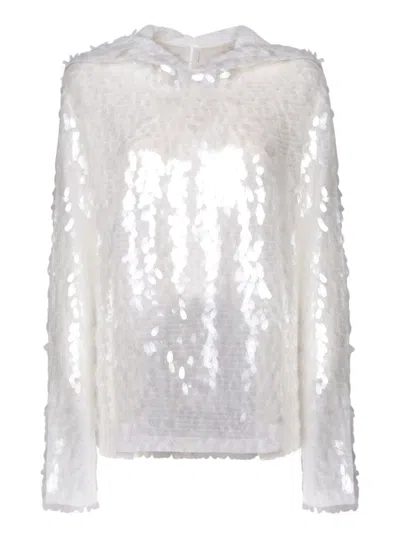 Norma Kamali Paillette-embellished Tulle Mini Dress In White