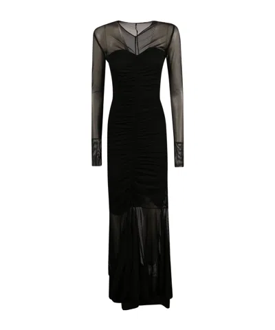 Norma Kamali Shirred Fishtail Gown In Black