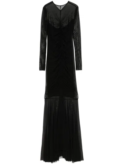 Norma Kamali Shirred Fishtail Gown In Black