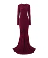 Norma Kamali Shirred Front Fishtail Gown In Burgundy