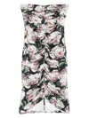 Norma Kamali Strapless Shirred Front Knee Length Dress In Black