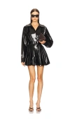 Norma Kamali Super Oversized Boyfriend Shirt Flared Mini Dress In Black
