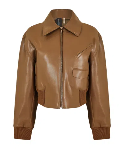 Norma Kamali Short Leather Jacket In Animal Print
