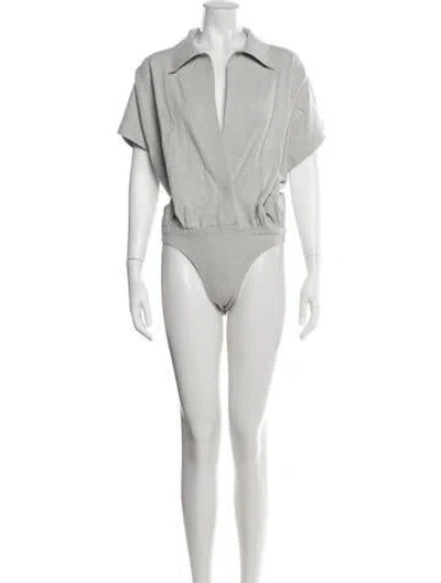 Pre-owned Norma Kamali Short Sleeve Bodysuit In Grey