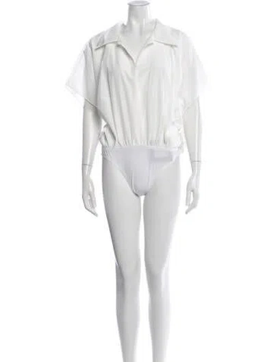 Pre-owned Norma Kamali Short Sleeve Bodysuit W/ Tags In White
