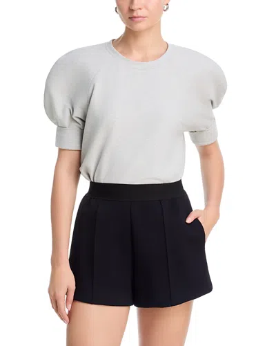 Norma Kamali Short Sleeve Bomber Sweatshirt In Gray
