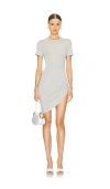 Norma Kamali Short Sleeve Crewneck Side Drape Micro Dress In Ë�¼ìž‡ Ê·¸ë ˆì�´