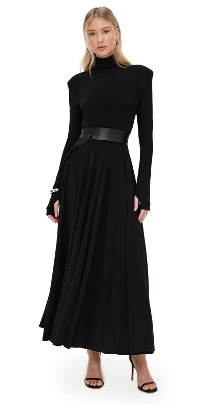 Norma Kamali Long Sleeve Turtle Neck Dress In Black
