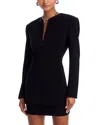 Norma Kamali Long Sleeve Shoulder Pad V Neck Zip Front Jacket In Black