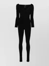 Norma Kamali Shoulder Sweetheart Catsuit Footie