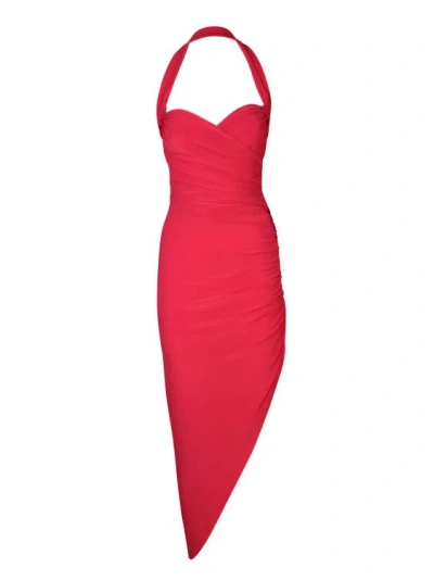 Norma Kamali Side Drape Dress In Red