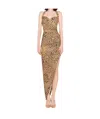 Norma Kamali Brown Dress With Leopard Motif And Side Slit In Brown Tech Fabric Woman In Nude