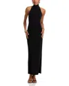 Norma Kamali Halter Turtleneck Side Slit Gown In Black