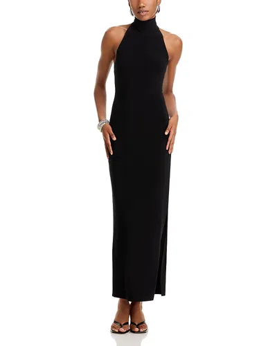Norma Kamali Side Slit Halter Gown In Black