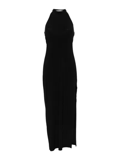 Norma Kamali Side Slit Long Dress In Black