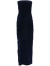 Norma Kamali Strapless All-in-one Side Slit Gown In True Navy In Blue