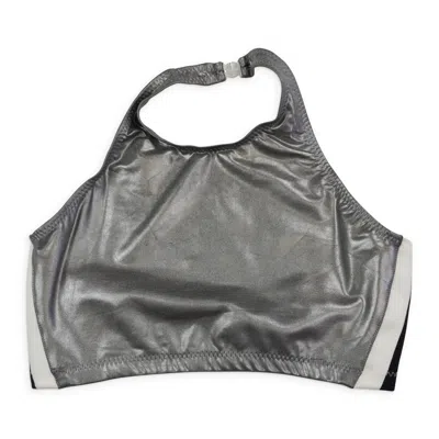 Norma Kamali Side Stripe Chuck Grey Crop Top
