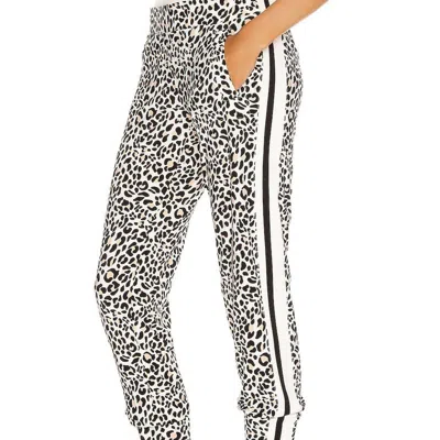 Norma Kamali Side Stripe Jog Pant In Baby Leopard/offset Stripe In White