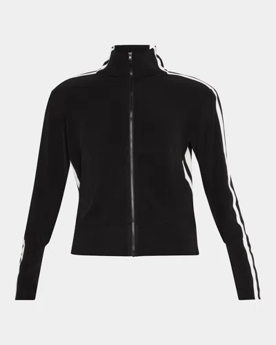 Norma Kamali Side-stripe Turtle Track Jacket In Black,offset Stripe