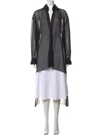 Pre-owned Norma Kamali Silk Long Sleeve Top In Grey