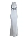 Norma Kamali Halter Drape Bias Gown In Metallic