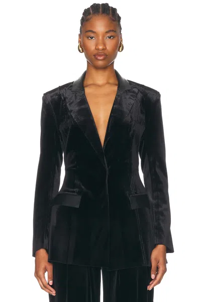 Norma Kamali Single Breasted Boyfriend Fit Riding Jacket In Black