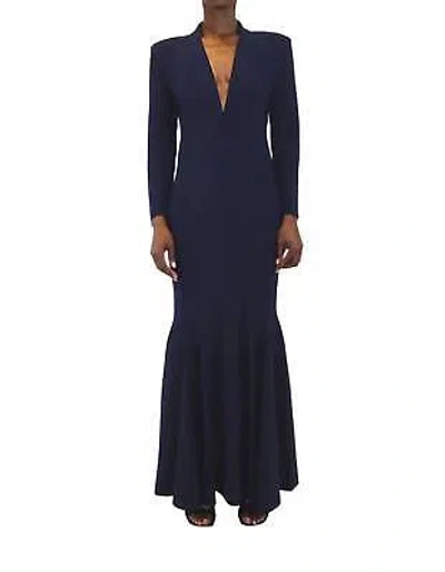 Pre-owned Norma Kamali Single Breasted Fishtail Gown For Women - Size S In Blue
