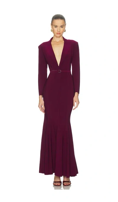 Norma Kamali Single Breasted Fishtail Gown In Purple