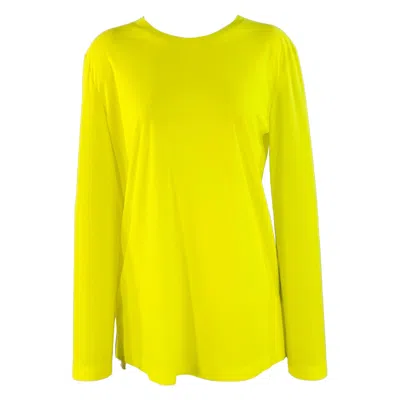 Pre-owned Norma Kamali Size S Yellow Neon Polyester Crew Neck Casual Top