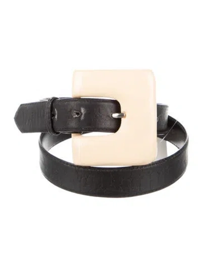 Pre-owned Norma Kamali Skinny Leather Waist Belt In Black