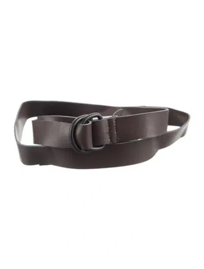 Pre-owned Norma Kamali Skinny Leather Waist Belt In Brown