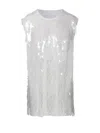 Norma Kamali Crewneck Top Sequin Embellishment Sleeveless Textured Fabric