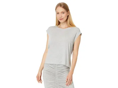 Norma Kamali Sleeveless Boyfriend Cropped Crewneck Top Women's Clothing Light Grey: Xs (women's 2), Spandex/visco In Gray