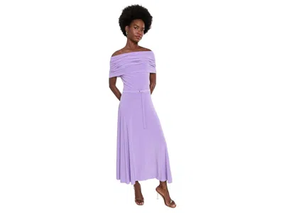Norma Kamali Sleeveless Cowl Neck Hooded Flared Dress To Midcal Women's Dress Lavender: Sm (women's 4) In Purple