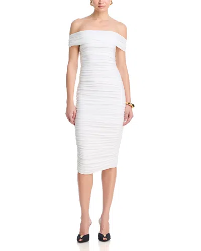 Norma Kamali Sleeveless Cowl Neck Side Shirred Dress Snow White