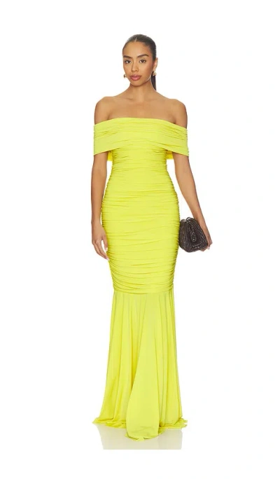 Norma Kamali Sleeveless Cowl Neck Side Shirred Fishtail Gown In Yellow
