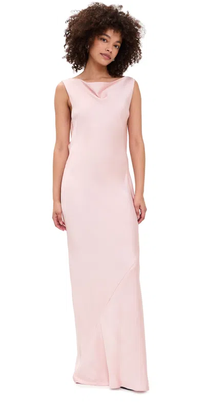Norma Kamali Sleeveless Low Back Drape Gown In Pink