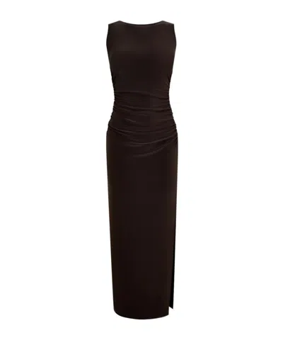 Norma Kamali Sleeveless Gown In Brown