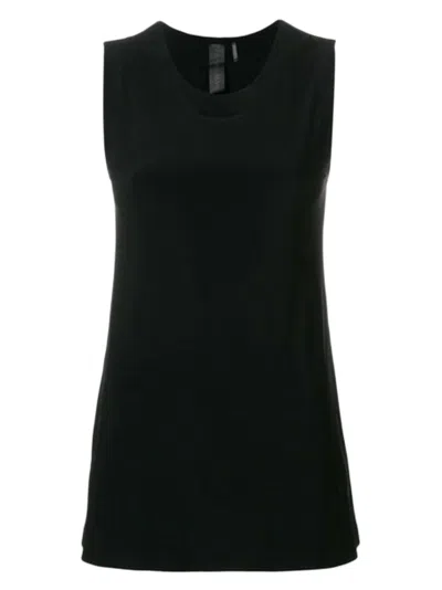 Norma Kamali Sleeveless Jersey Top With Boat Neckline And Straight Hem In Black