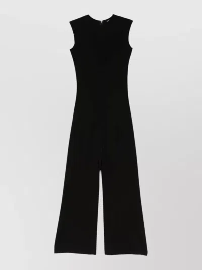 Norma Kamali Sleeveless Jumpsuit Crew Neckline Wide Leg In Black