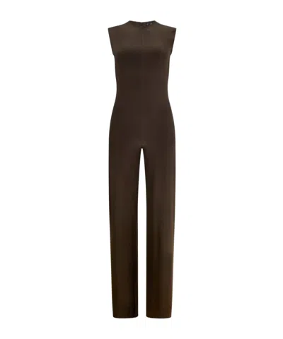 Norma Kamali Sleeveless Jumpsuit In Brown
