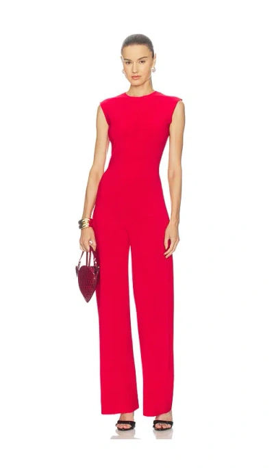 Norma Kamali Sleeveless Jumpsuit In Tiger Red