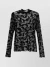 Norma Kamali Sleeveless Leaf Pattern High Neck Top