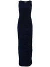 Norma Kamali Long Dress With Boat Neck And Ruched Detailing