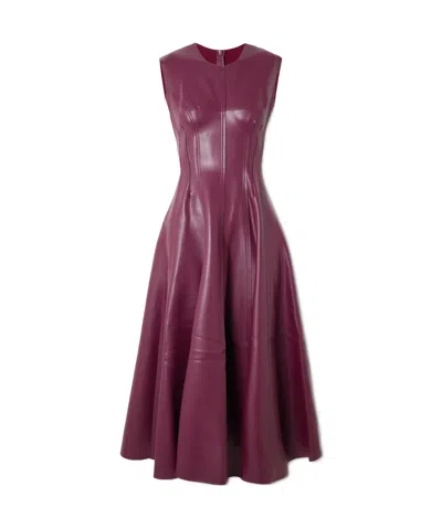 Norma Kamali Grace Belted Paneled Midi Dress In Burgundy